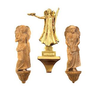 Two Continental Carved Pine Figures, Height of taller 10 1/2 inches.