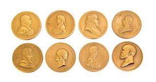 A Collection of Eight Presidential Bronze Medallions, Diameter of each 3 inches.