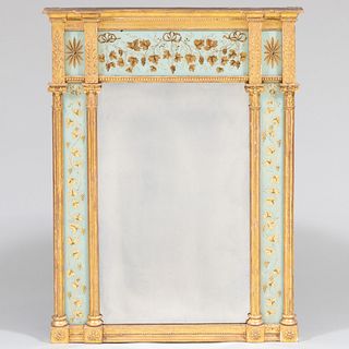 American Classical Carved Giltwood and Verre Ã‰glomisÃ© Mirror