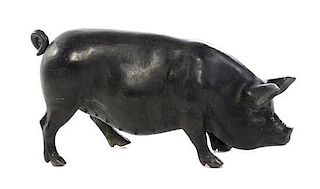A Cast Metal Model of a Pig, Width 25 inches.