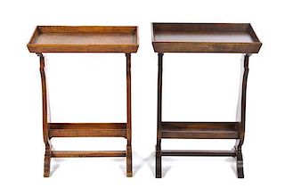 A Pair of Provincial Fruitwood Work Tables, Height 23 x width 17 x depth 9 3/4 inches.