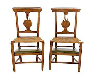 Two Provincial Fruitwood Side Chairs, Height 36 1/4 inches.