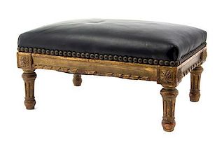 A Louis XVI Style Walnut Foot Stool, Width 13 3/4 inches.