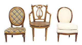 A Pair of Louis XVI Style Slipper Chairs, Height 33 1/4 inches.