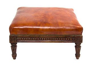 A Louis XVI Style Walnut Foot Stool, Width 15 inches.