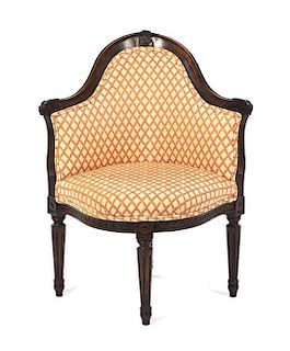 A Louis XVI Style Oak Corner Chair, Height 31 3/4 inches.