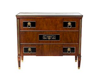 An Empire Style Mahogany Chest of Drawers, Height 36 x width 42 x depth 19 3/4 inches.