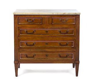 A Directoire Style Mahogany Commode, Height 33 x width 33 1/2 x depth 16 inches.