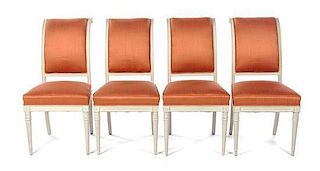 A Set of Four Directoire Style Painted Fauteuils, Height 37 inches.