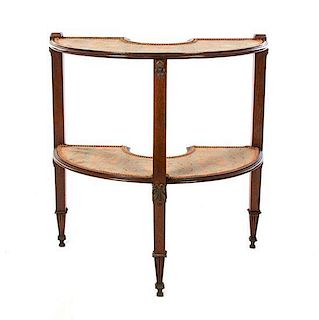 A Neoclassical Style Mahogany Console Table, Height 26 1/4 x width 25 1/4 x depth 13 1/4 inches.