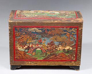 Vintage Hand Painted Japanese Chest