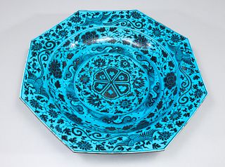 Large Chinese Ceramic Blue Charger Bowl