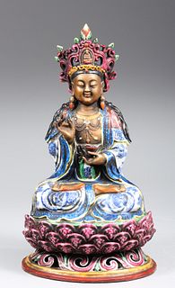 Chinese Famille Rose Enameled Porcelain Buddha