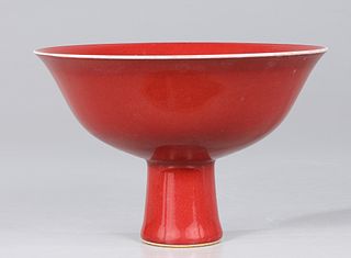 Chinese Red Monochrome Porcelain Bowl
