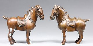 Pair Bronze Horse Figures