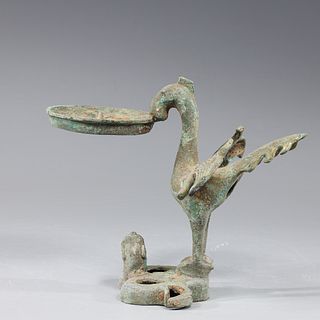 Chinese Archaistic Bronze Animal Form Candleholder