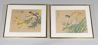 Pair Chinese Watercolors on Silk