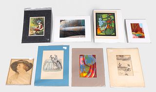 Group of Nine Vintage Prints and Original Art