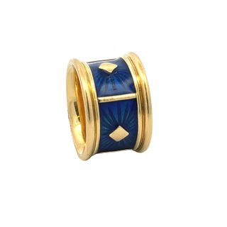 Wide 18k Gold enameled Ring