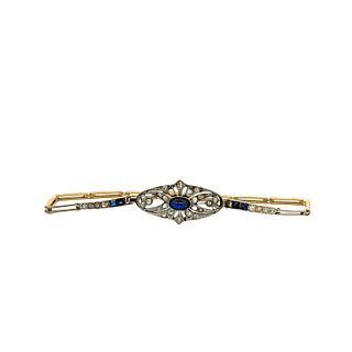 Art Deco Bracelet in 18k Gold with Diamonds & Sapphires