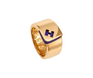 Hermes Paris Candy H Ring In 18Kt Yellow Gold With Lapis Lazuli