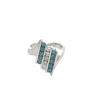 1.05 Ctw in Blue and white Diamonds 14k Gold Ring