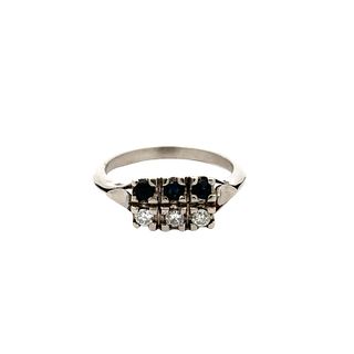 Deco Platinum Ring with Sapphires & Diamonds