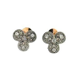 Art Deco 18k Gold Earrings with Diamonds
