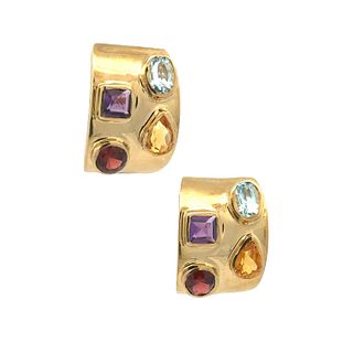 14k Gold Earrings with multigemstones