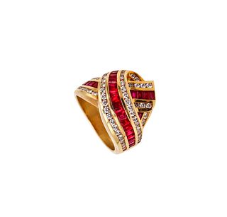 Charles Krypell Modern Ring In 18Kt Gold With 4.11 Ctw In Diamonds & Rubies