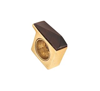 Marc Jacobs 1992 Runway Geometric Ring In Gilded Sterling With Carved Ebony Wood