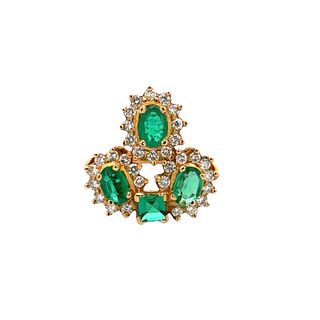 Emeralds & Diamond 18k Gold Ring