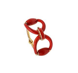 Gucci Milano Enameled Vintage Double Horsebit Bracelet In 18K Vermeil Over Sterling