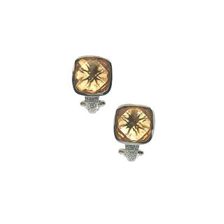 Citrines & Diamonds 14k Gold Earrings