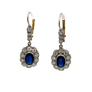 Platinum Rosetta Earrings with Sapphire and Diamonds