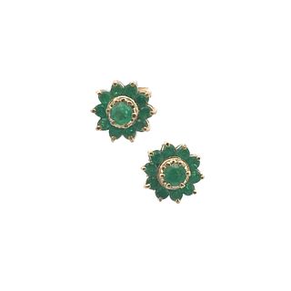 Emeralds Cluster 18k Gold Earrings