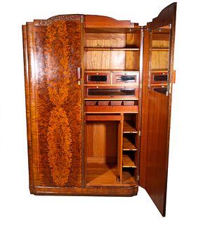 Art Deco Carved Wood Armoire