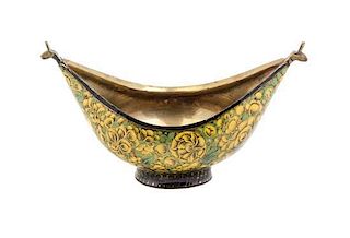 A Middle Eastern Lacquered Bowl, Width 6 1/2 inches.
