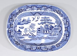 19th Century Blue Willow Transferware Platter
