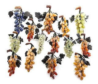 A Collection of Hardstone Grape Clusters, Length of longest 8 1/2 inches.