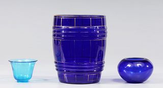Group of Three Vintage Cobalt Glass