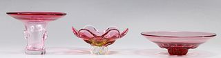 Group of Three Vintage Pink Glass Bowls