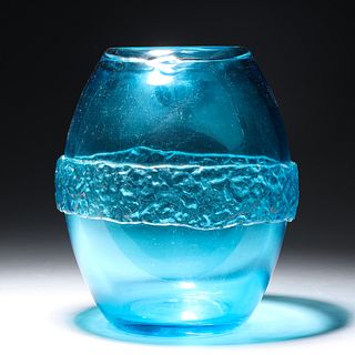 Large Vintage Salviati Blue Glass Vase