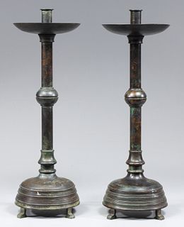 Pair Antique Bronze Candlesticks