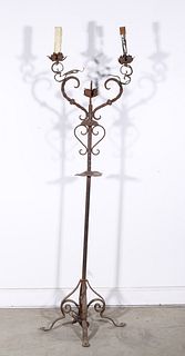 Scrolled Iron Jacobean Torchiere Lamp