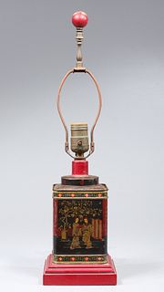 Vintage Chinese Tea Canister Table Lamp