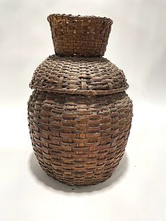 Two-Part Basket with Three Rag Balls