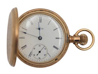 14 Karat Yellow Gold Closed Face Pocket Watch by Elgin