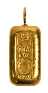 24 Karat One Ounce Gold Bar Pendant