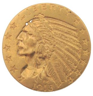 1913 Indian $5 Gold
